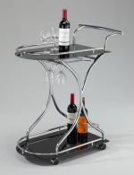 Silver Bar Cart Black Glass Arched Front