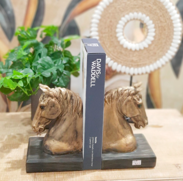 Horse Bookends Gold 27cm