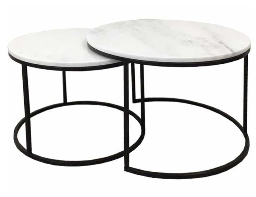 Marble Nested Coffee Tables Black 60cm