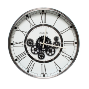 London Moving Gear Clock White 54cm