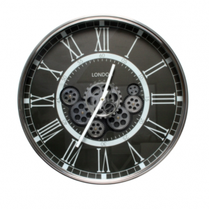 London Moving Gear Clock Black 54cm