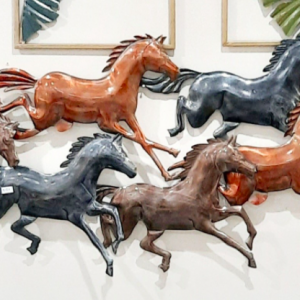 Lucky 7 Running Horses Metal Wall Decor 120cm