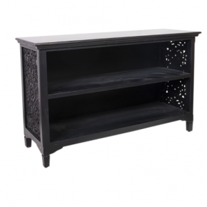 Midnight Carved Shelf Console Table 118cm
