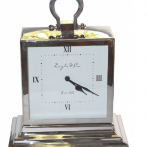 Rectangle Silver Mantle Clock Shiny 37cm