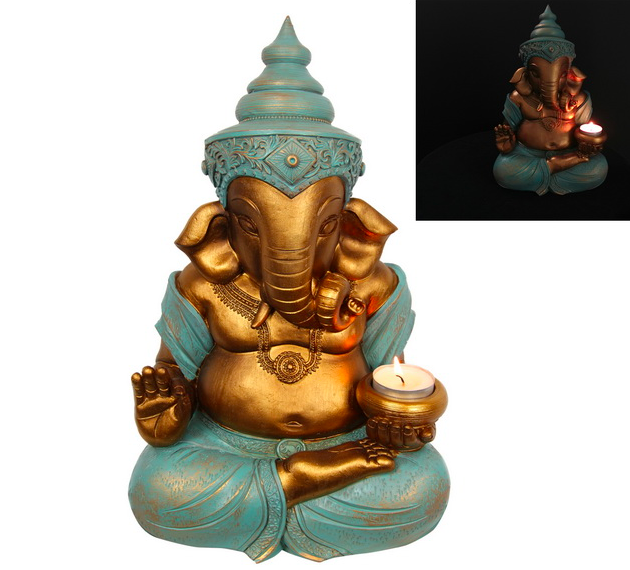 Ganesh Sitting Candle Tea Light Holder 31cm