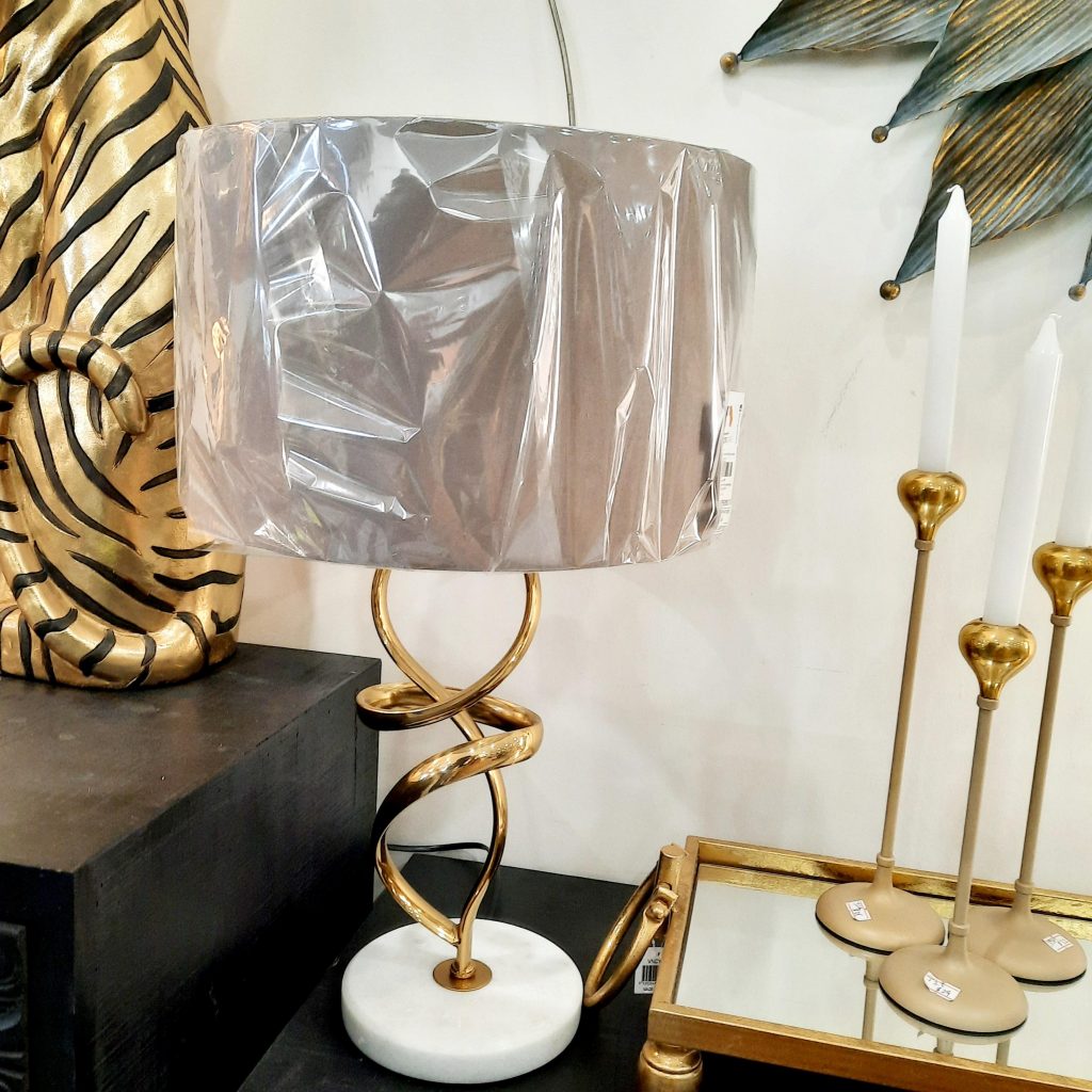 Abstract Gold Table Lamp Marble Base 55cm