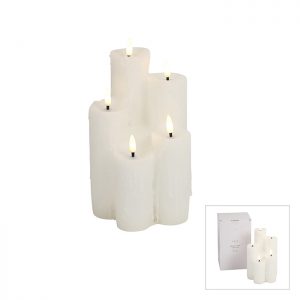 Led Wax Candle Cluster Of 5 White 23cm