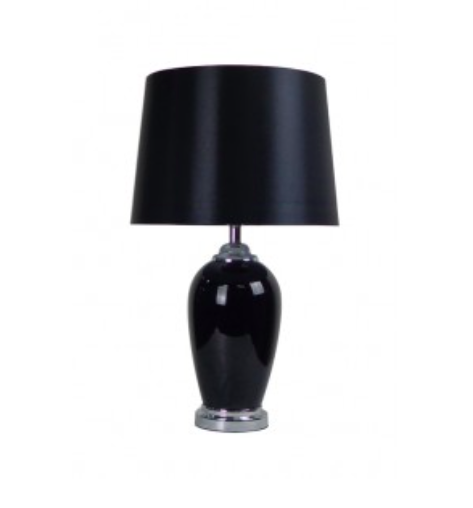 Black Glass Table Lamp Black Shade 55cm