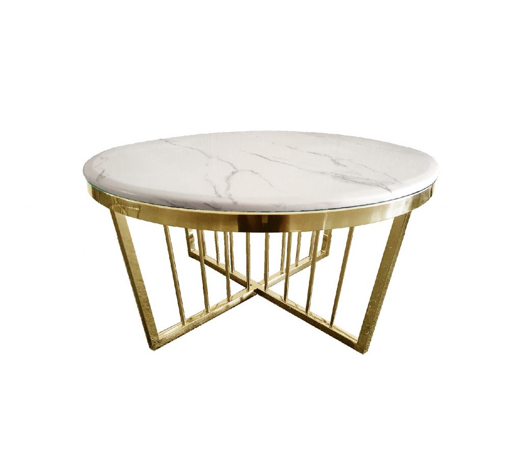 Sherry Gold Marble Top Finish Coffee Table Small 80cm