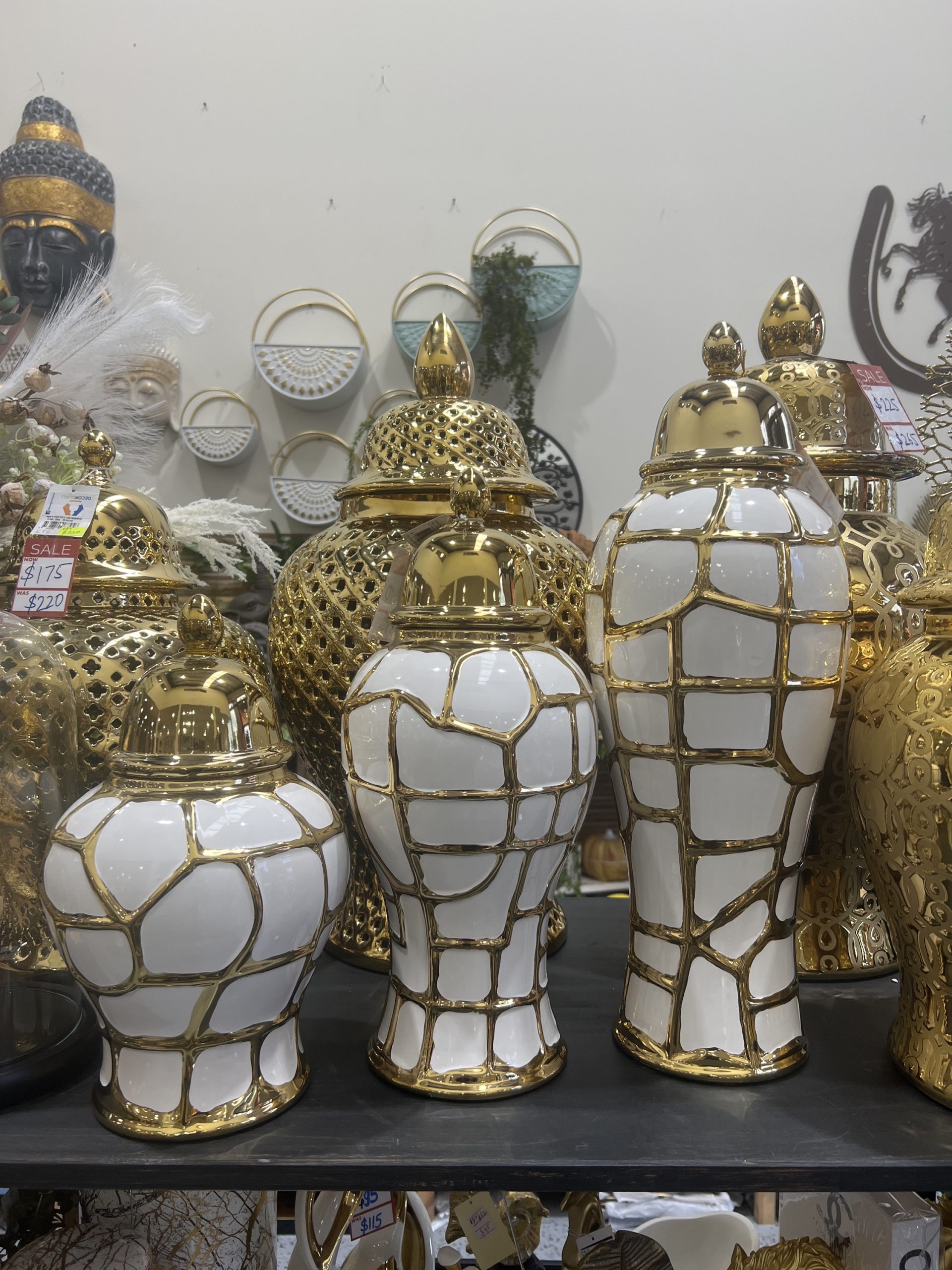 gold and white ginger jars Australia Gold Trim Ginger Jar Vase medium