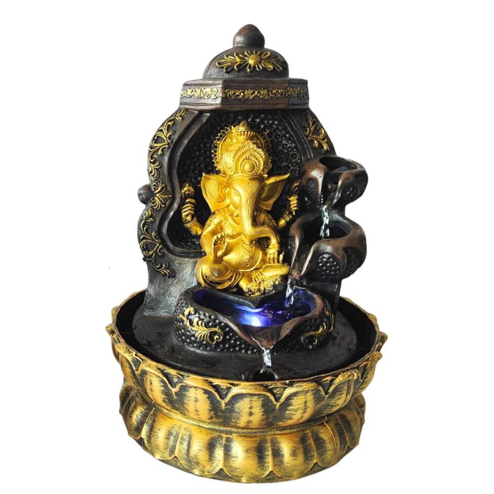 Ganesha Arch Gold Water Indoor Fountain 28cm