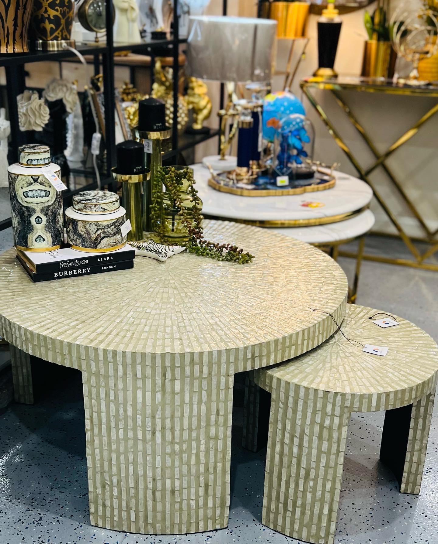 Capiz Inlay Nested Coffee Tables Set - Decor Guru