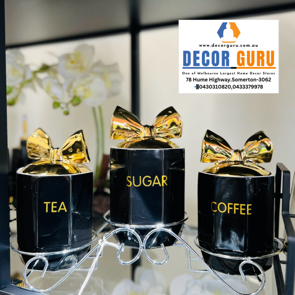 Tea Coffee Sugar Canisters On Stand