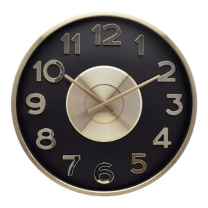PERTH ALUMINIUM WALL CLOCK 50CM BLK GOLD